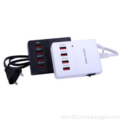 4 Outlet USB Wall Charger with Individual Switch and Overload Protection